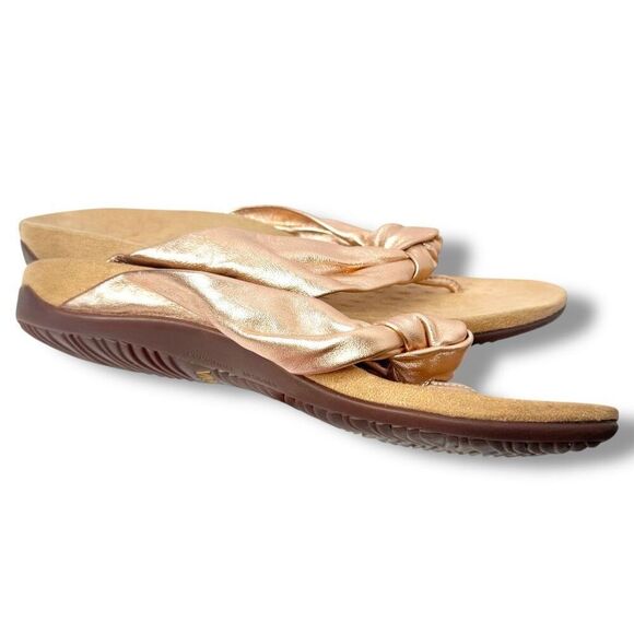 Vionic Rest Pippa Toe Post Sandals Leather Knot Flip Flops Orthotic Support Sz 8 - Picture 7 of 8